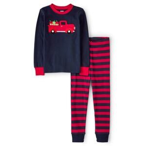 Gymboree Boys Apple Truck Snug Fit Cotton Pajama Set Long Sleeve Red Black Sz 7